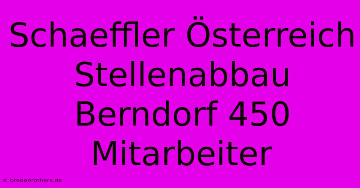 Schaeffler Österreich Stellenabbau Berndorf 450 Mitarbeiter