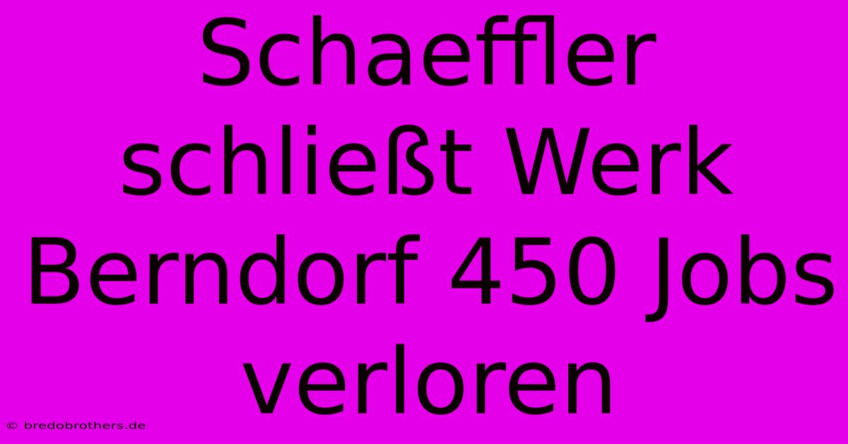 Schaeffler Schließt Werk Berndorf 450 Jobs Verloren