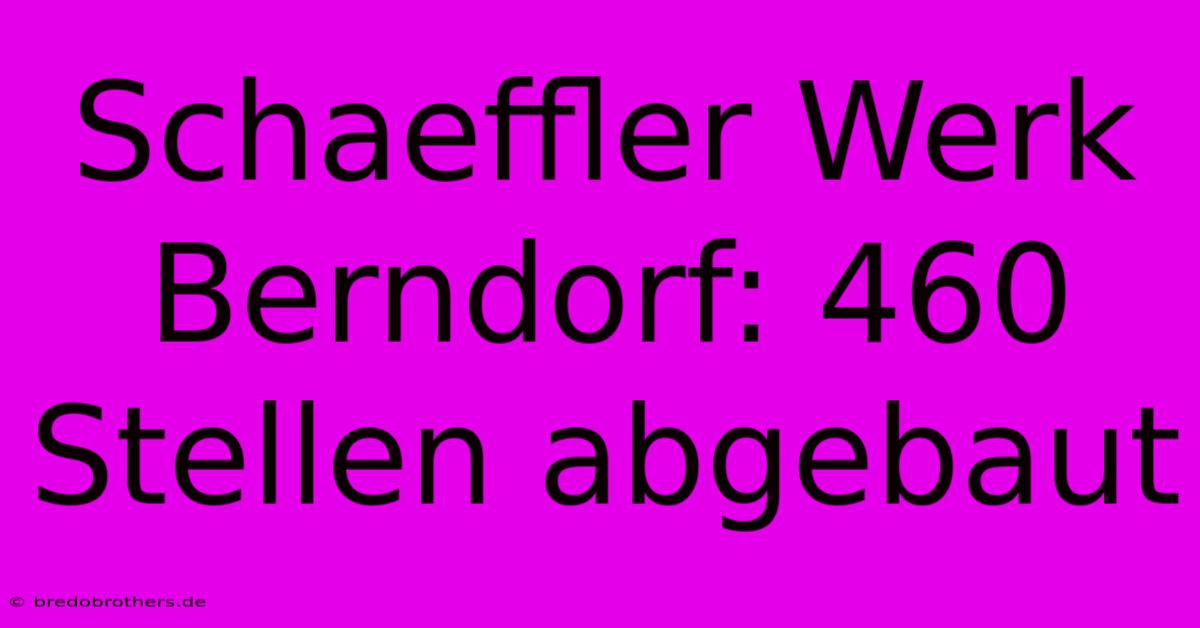 Schaeffler Werk Berndorf: 460 Stellen Abgebaut