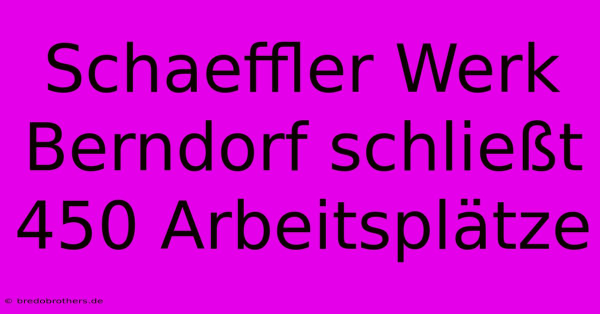 Schaeffler Werk Berndorf Schließt 450 Arbeitsplätze