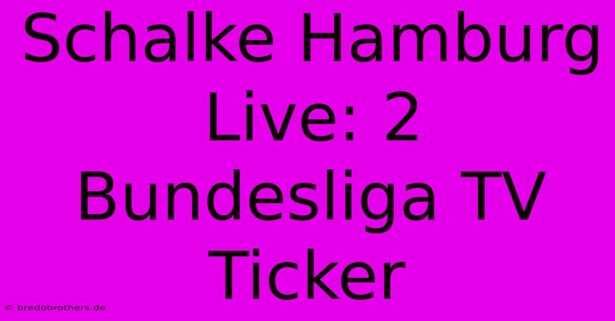 Schalke Hamburg Live: 2 Bundesliga TV Ticker