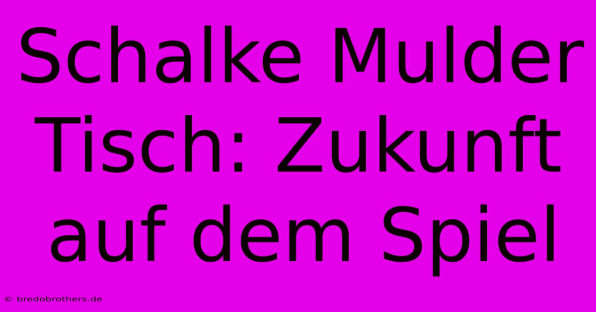 Schalke Mulder Tisch: Zukunft Auf Dem Spiel