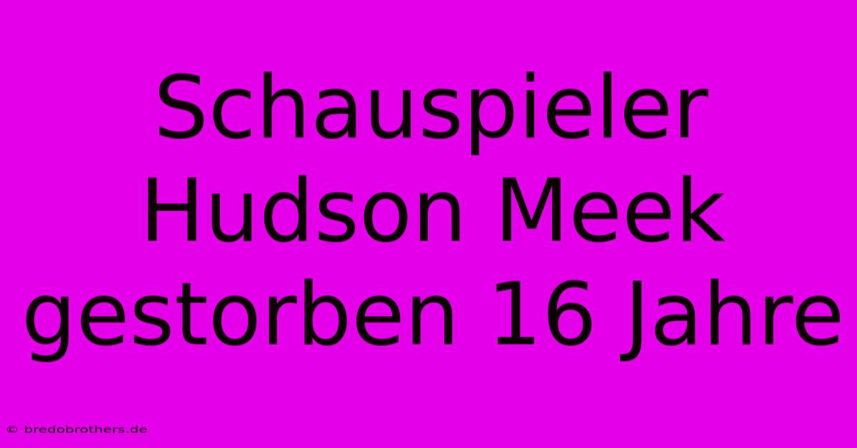 Schauspieler Hudson Meek Gestorben 16 Jahre