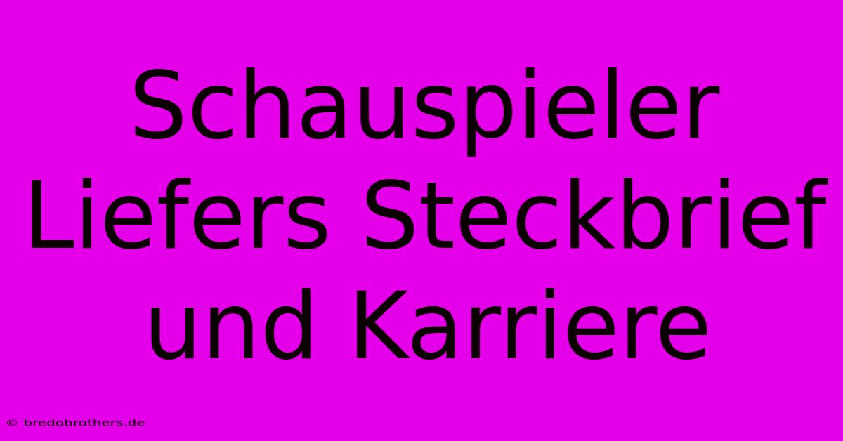 Schauspieler Liefers Steckbrief Und Karriere