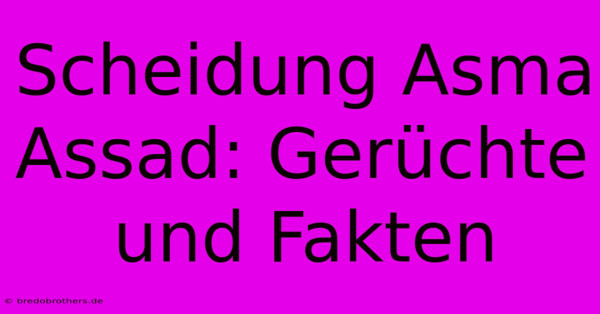 Scheidung Asma Assad: Gerüchte Und Fakten