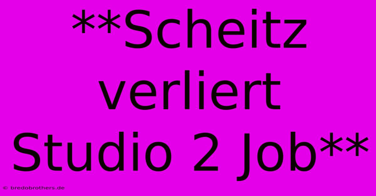 **Scheitz Verliert Studio 2 Job**