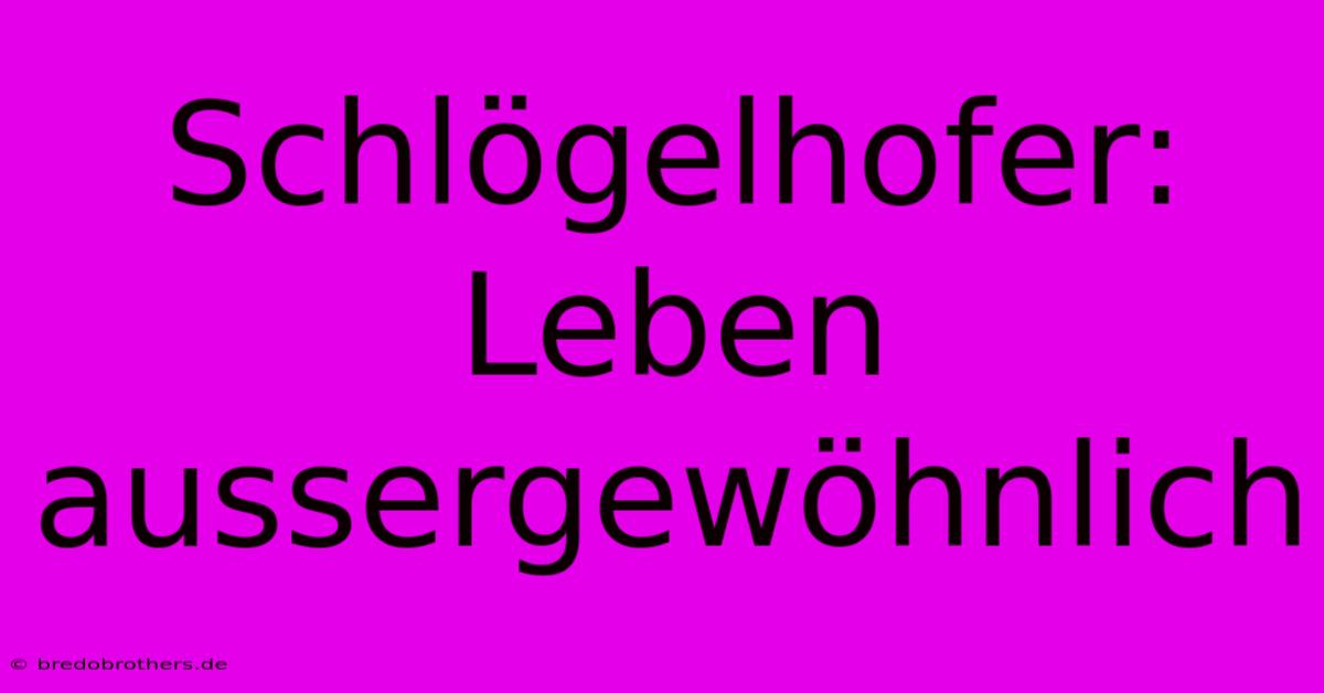 Schlögelhofer: Leben Aussergewöhnlich