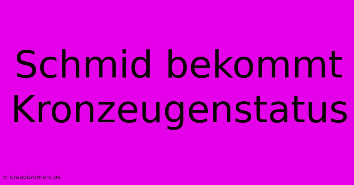 Schmid Bekommt Kronzeugenstatus