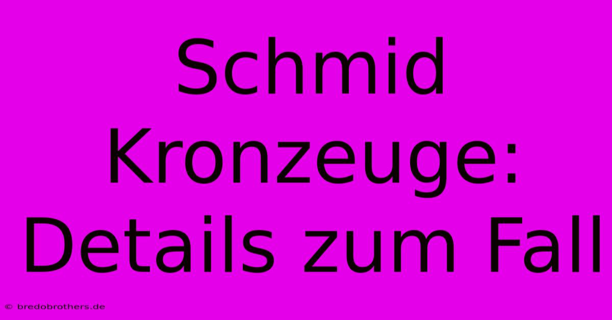 Schmid Kronzeuge: Details Zum Fall