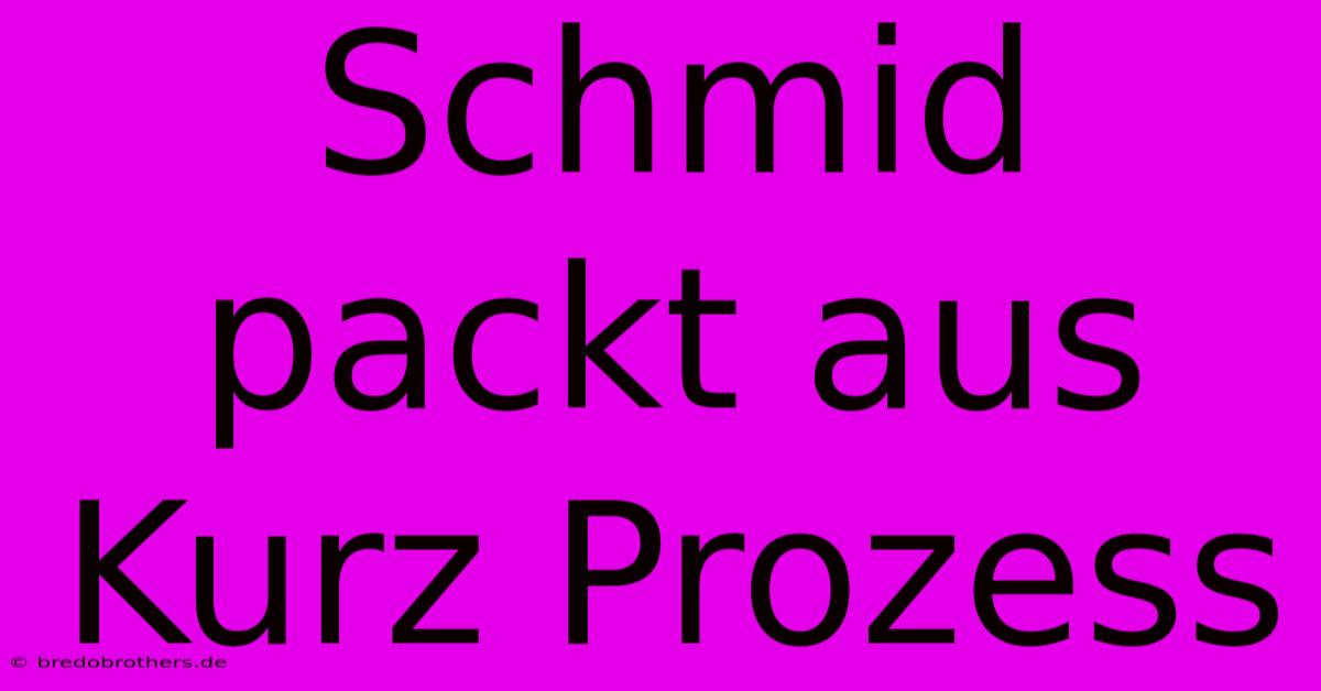 Schmid Packt Aus Kurz Prozess