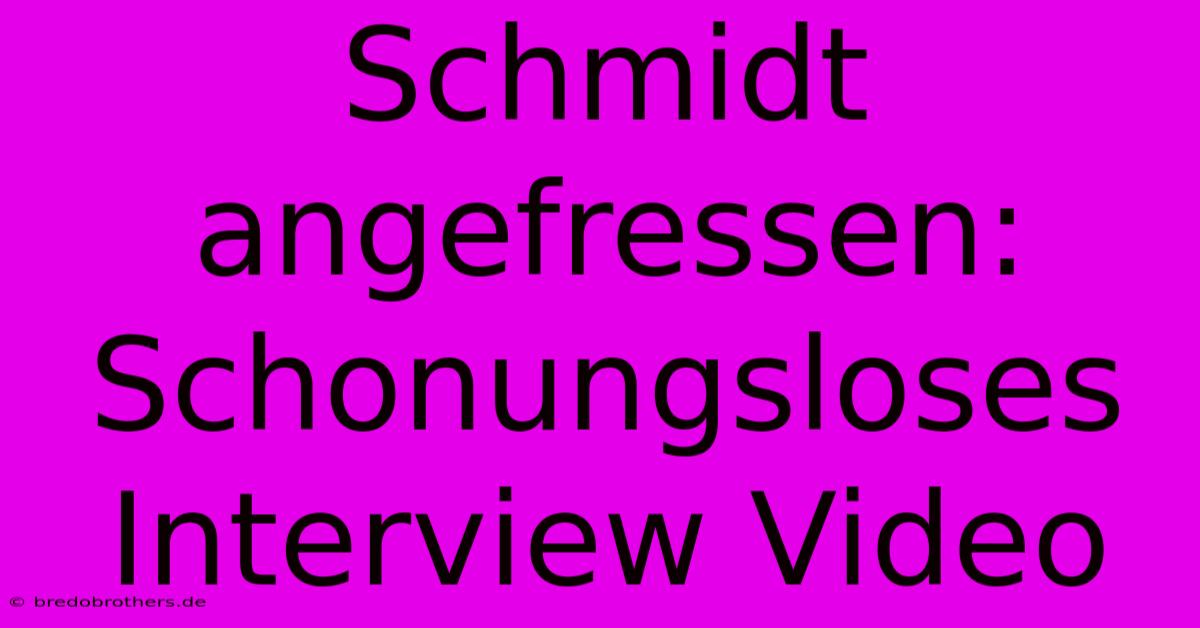 Schmidt Angefressen: Schonungsloses Interview Video