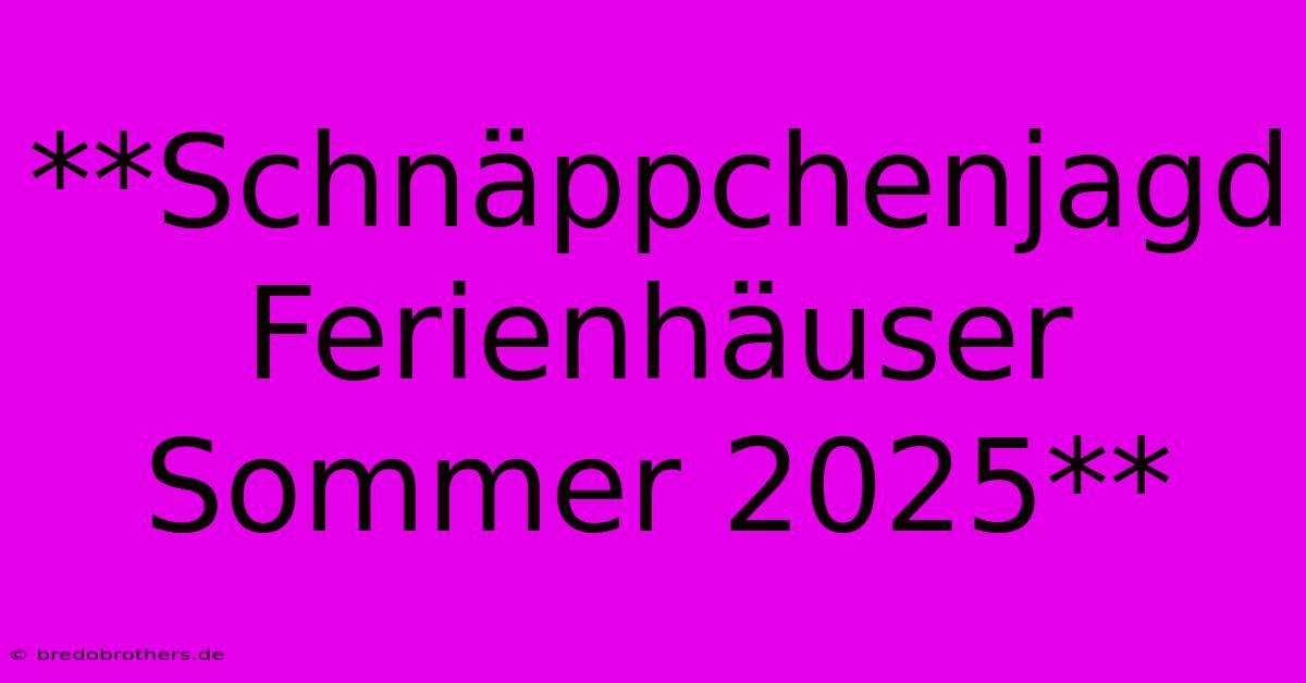 **Schnäppchenjagd Ferienhäuser Sommer 2025**