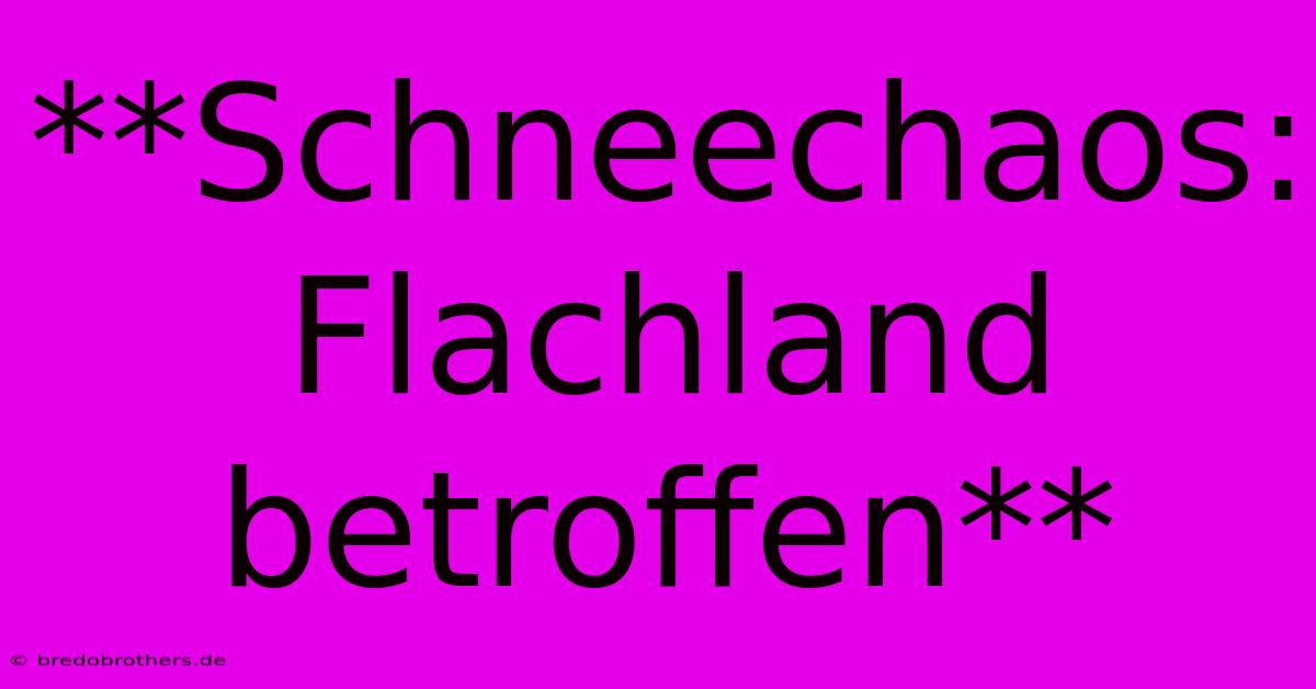 **Schneechaos: Flachland Betroffen**