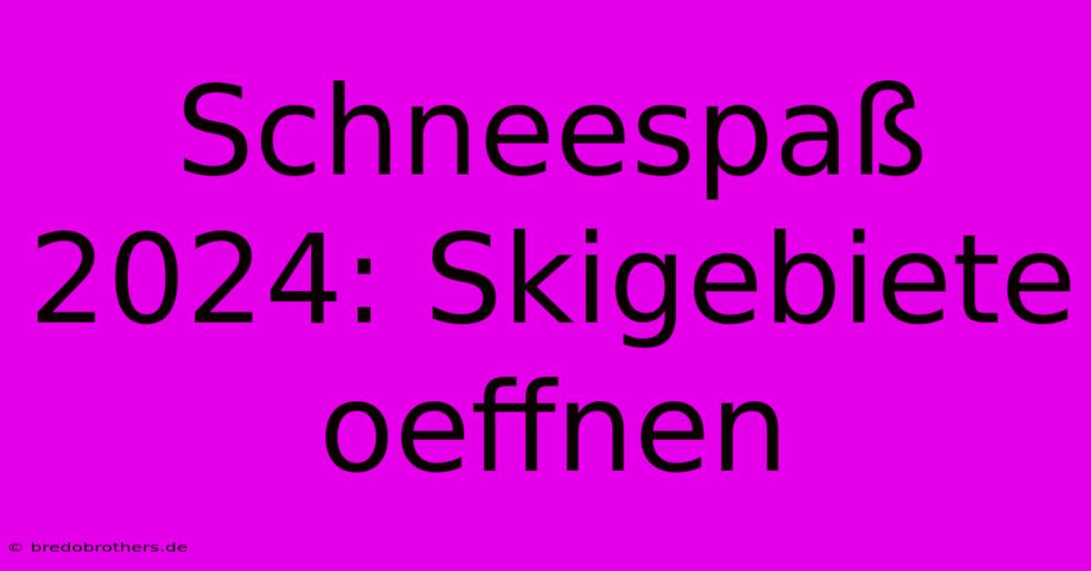 Schneespaß 2024: Skigebiete Oeffnen