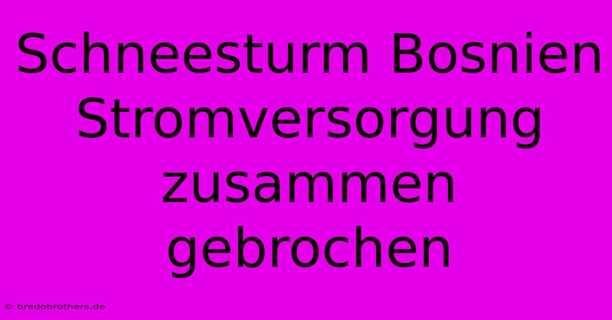 Schneesturm Bosnien Stromversorgung Zusammen Gebrochen