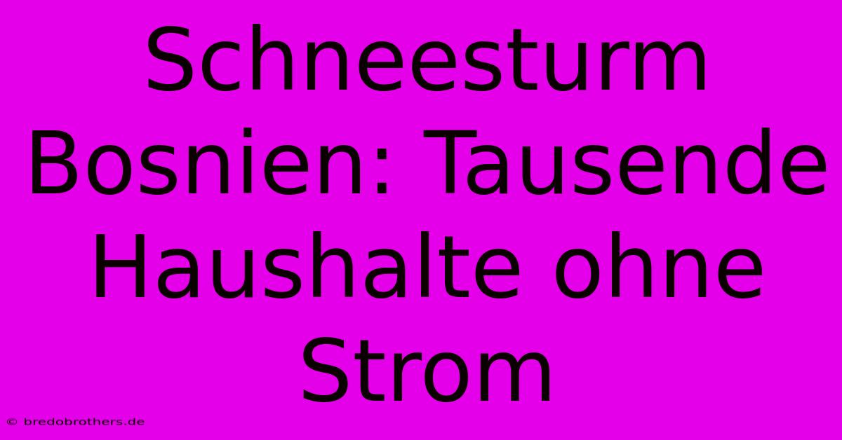 Schneesturm Bosnien: Tausende Haushalte Ohne Strom