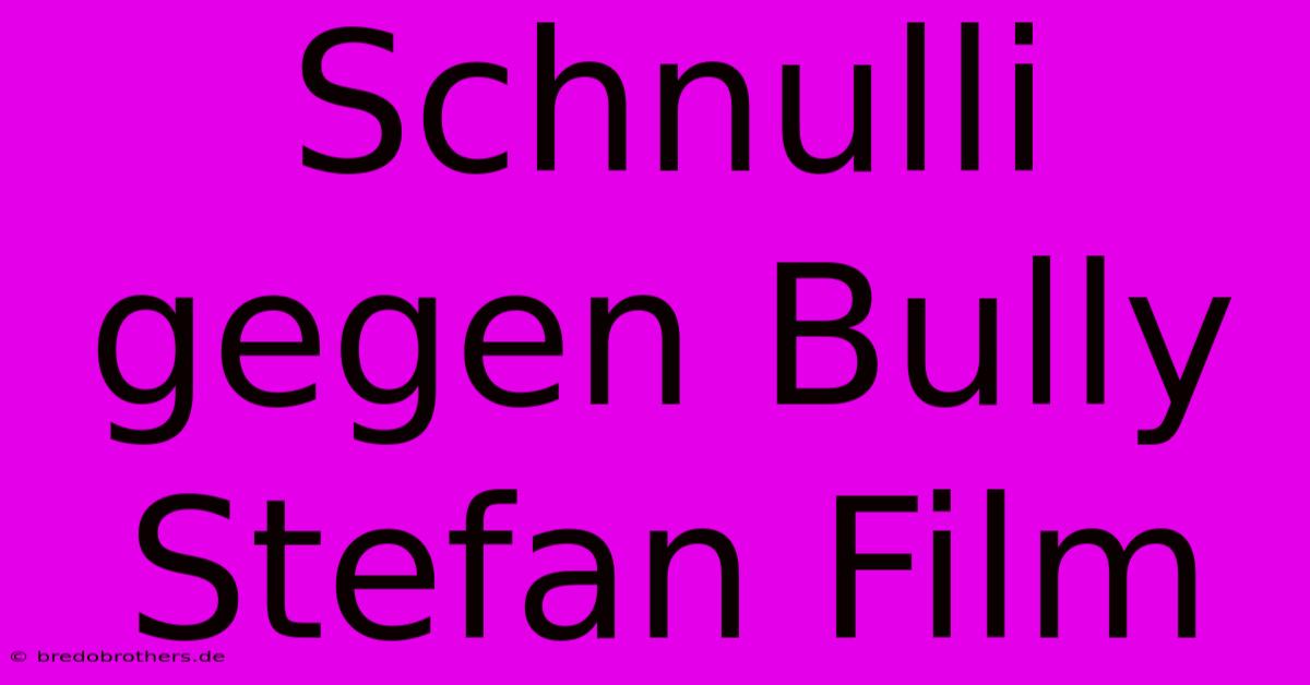 Schnulli Gegen Bully Stefan Film