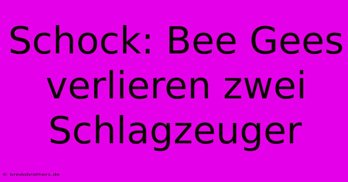 Schock: Bee Gees Verlieren Zwei Schlagzeuger