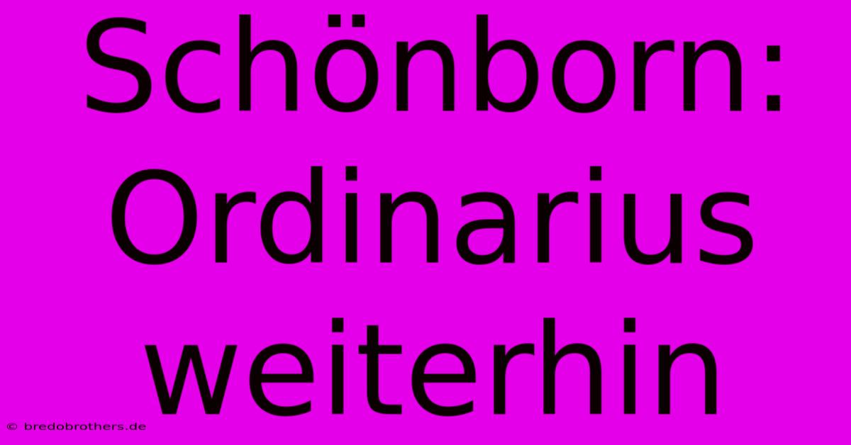 Schönborn:  Ordinarius Weiterhin