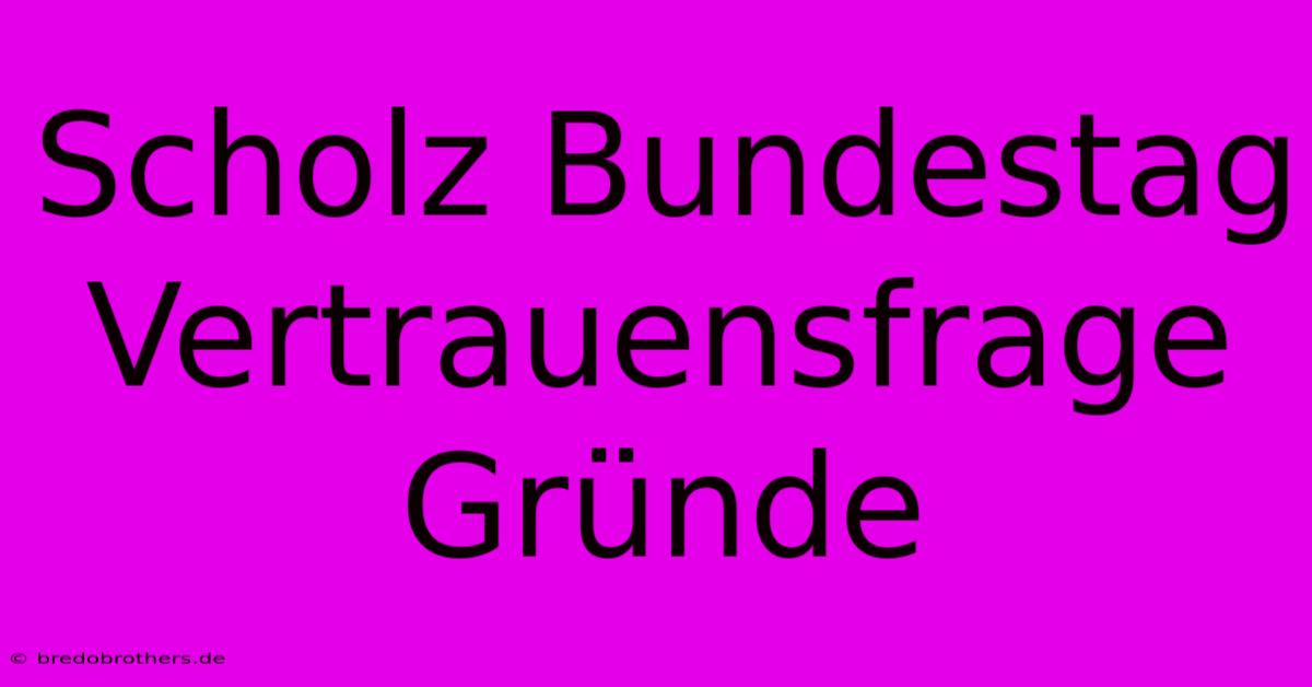 Scholz Bundestag Vertrauensfrage Gründe