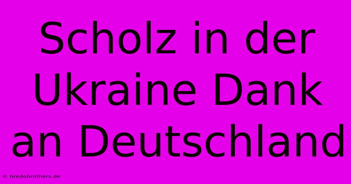 Scholz In Der Ukraine Dank An Deutschland