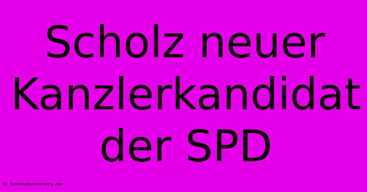 Scholz Neuer Kanzlerkandidat Der SPD