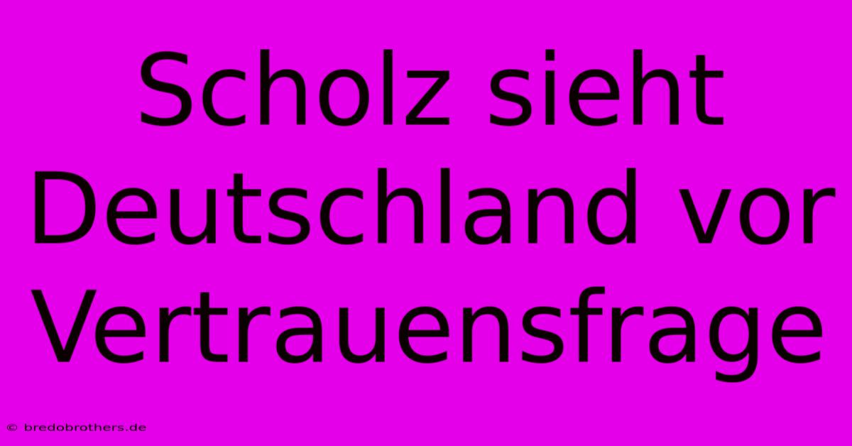 Scholz Sieht Deutschland Vor Vertrauensfrage