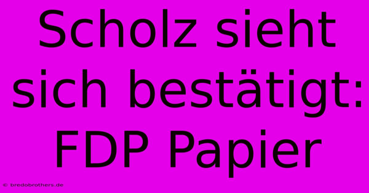 Scholz Sieht Sich Bestätigt: FDP Papier