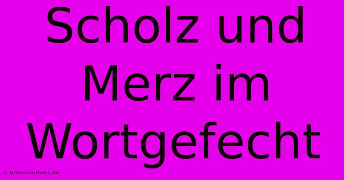 Scholz Und Merz Im Wortgefecht