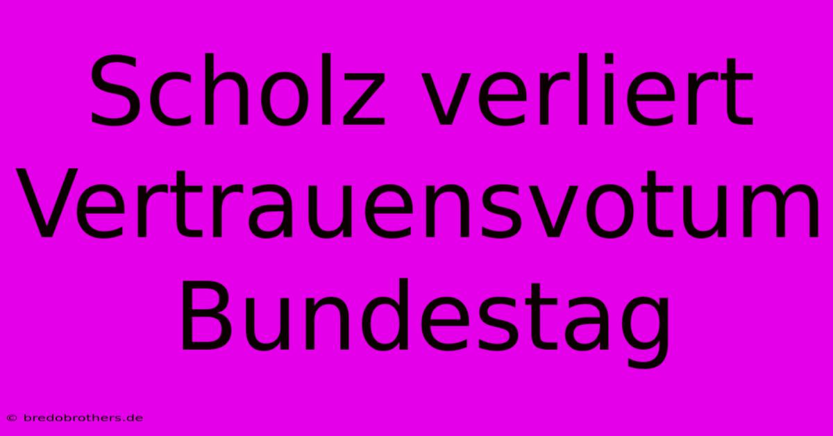 Scholz Verliert Vertrauensvotum Bundestag