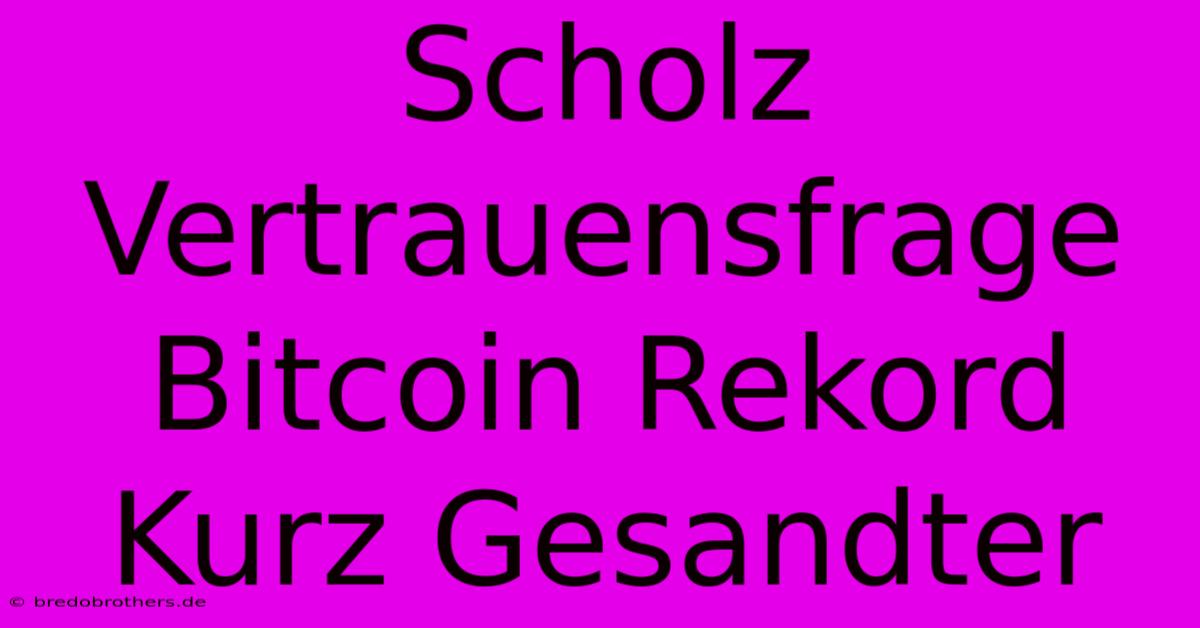 Scholz Vertrauensfrage Bitcoin Rekord Kurz Gesandter