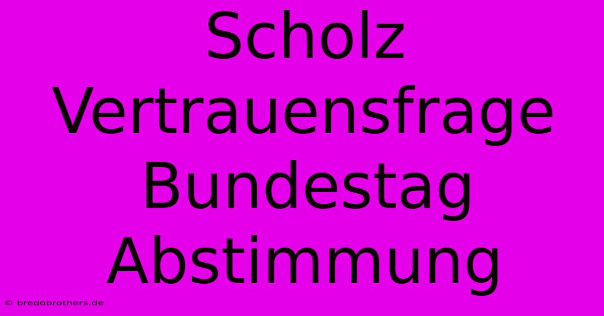 Scholz Vertrauensfrage Bundestag Abstimmung