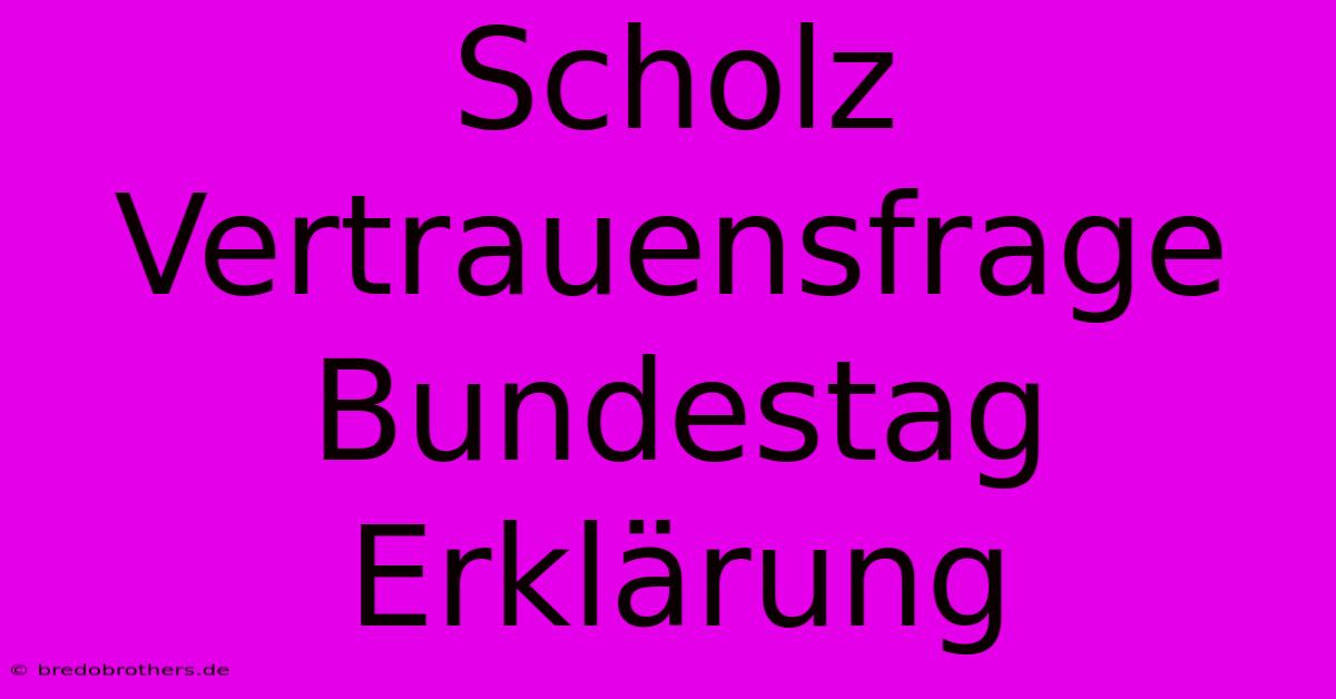 Scholz Vertrauensfrage Bundestag Erklärung