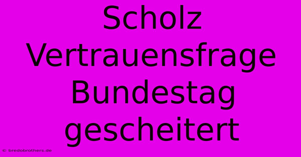 Scholz Vertrauensfrage Bundestag Gescheitert