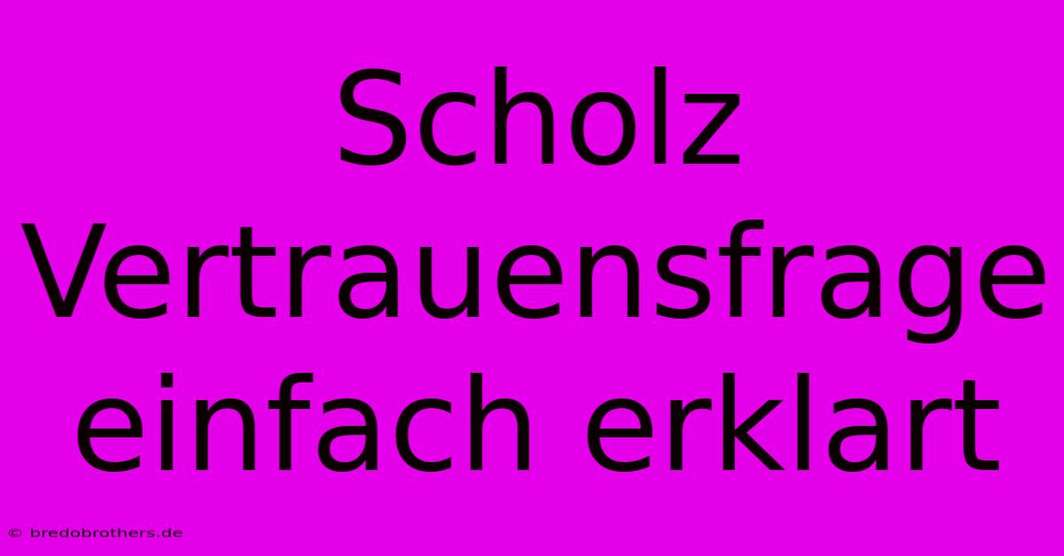 Scholz Vertrauensfrage Einfach Erklart