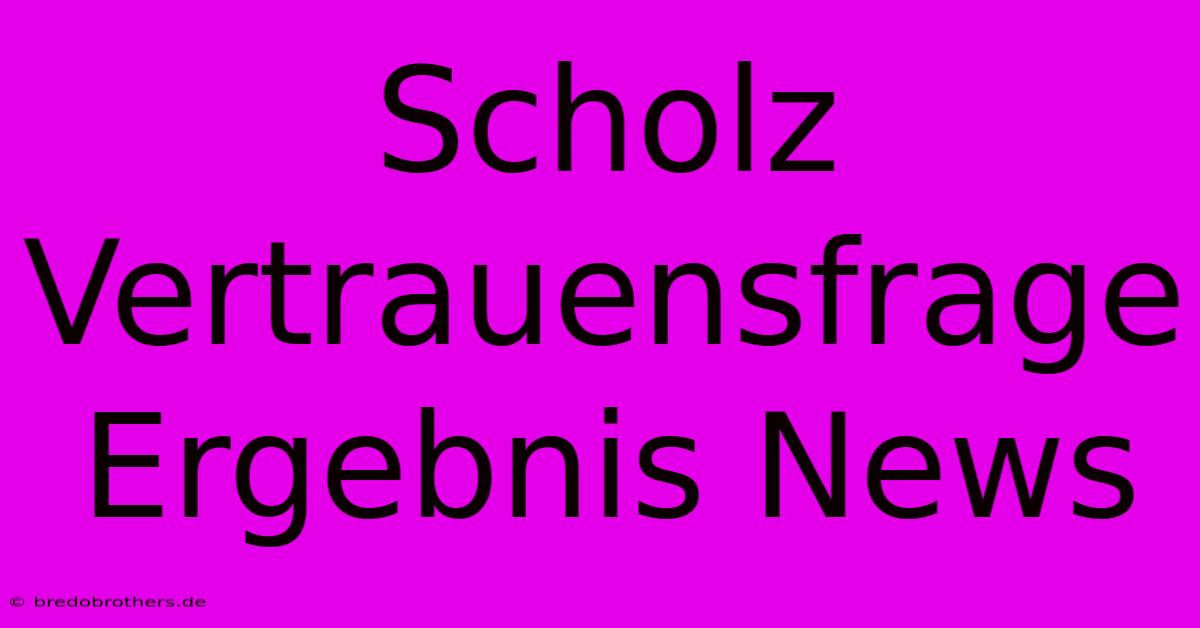 Scholz Vertrauensfrage Ergebnis News