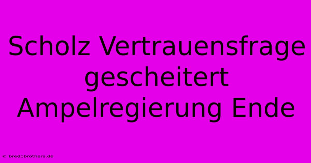 Scholz Vertrauensfrage Gescheitert Ampelregierung Ende