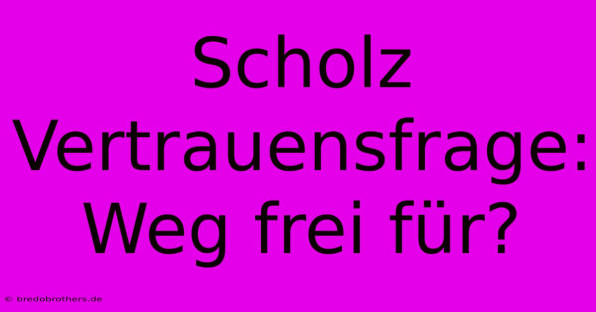 Scholz Vertrauensfrage: Weg Frei Für?