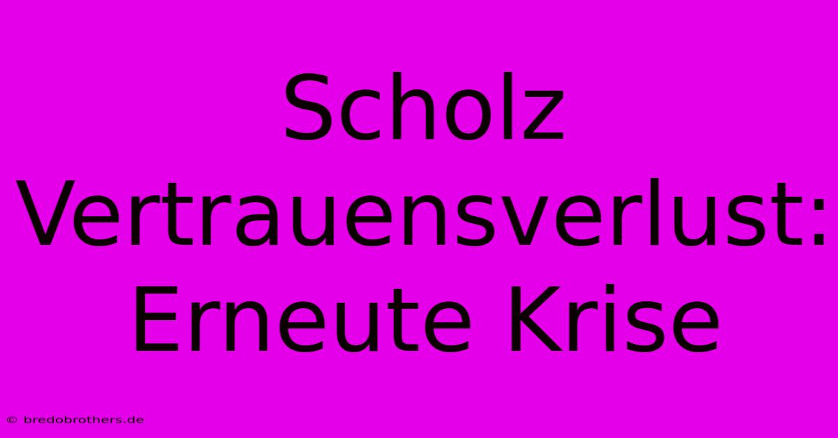 Scholz Vertrauensverlust: Erneute Krise