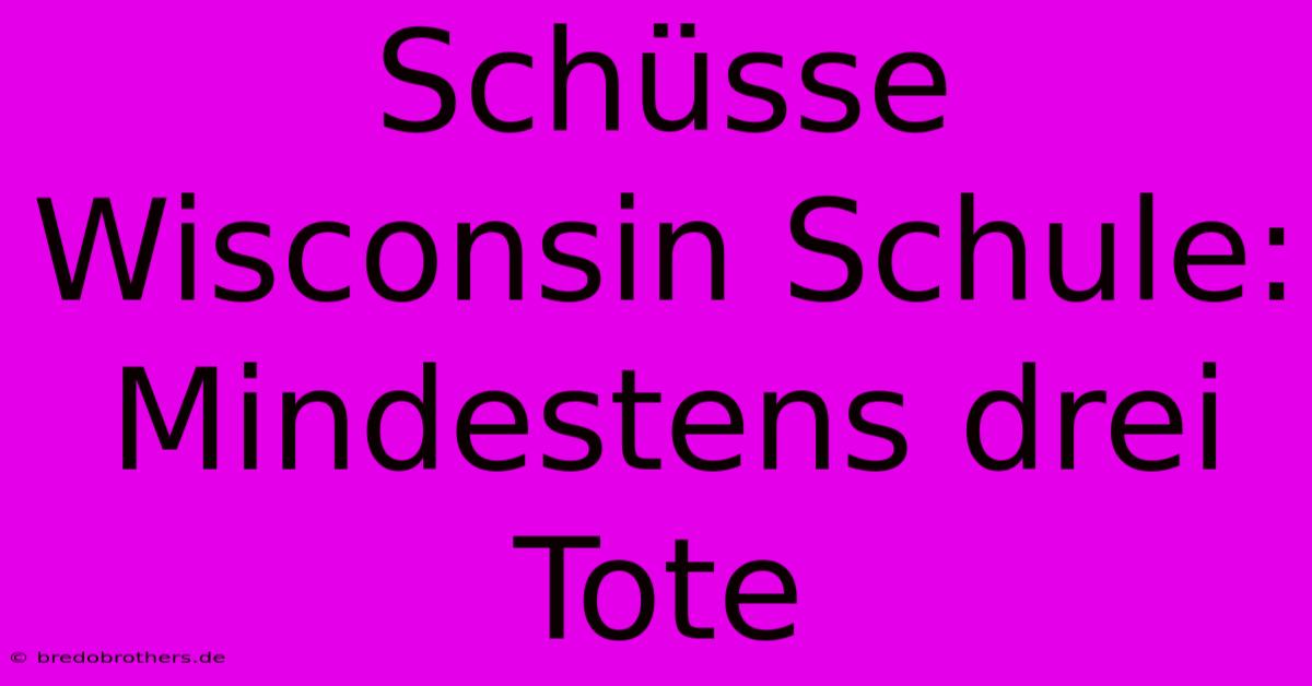 Schüsse Wisconsin Schule: Mindestens Drei Tote