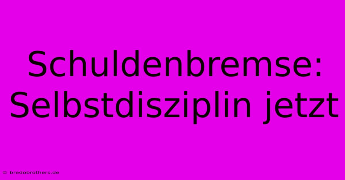 Schuldenbremse: Selbstdisziplin Jetzt