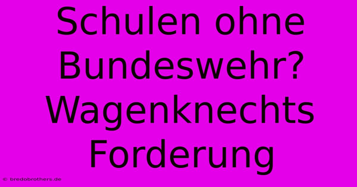 Schulen Ohne Bundeswehr? Wagenknechts Forderung