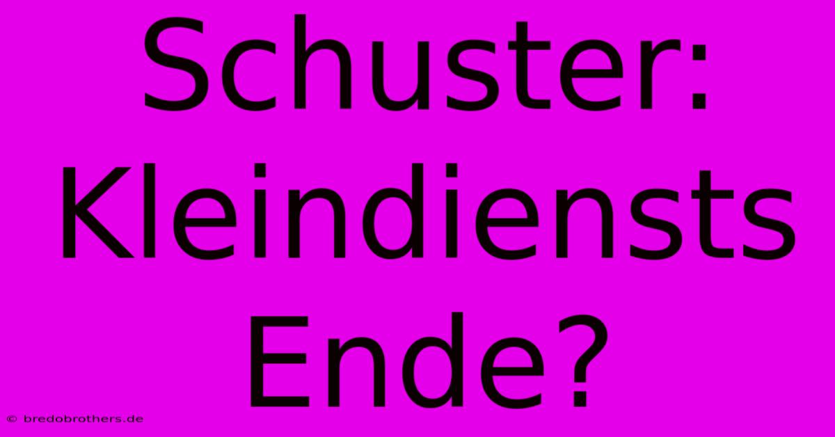 Schuster: Kleindiensts Ende?