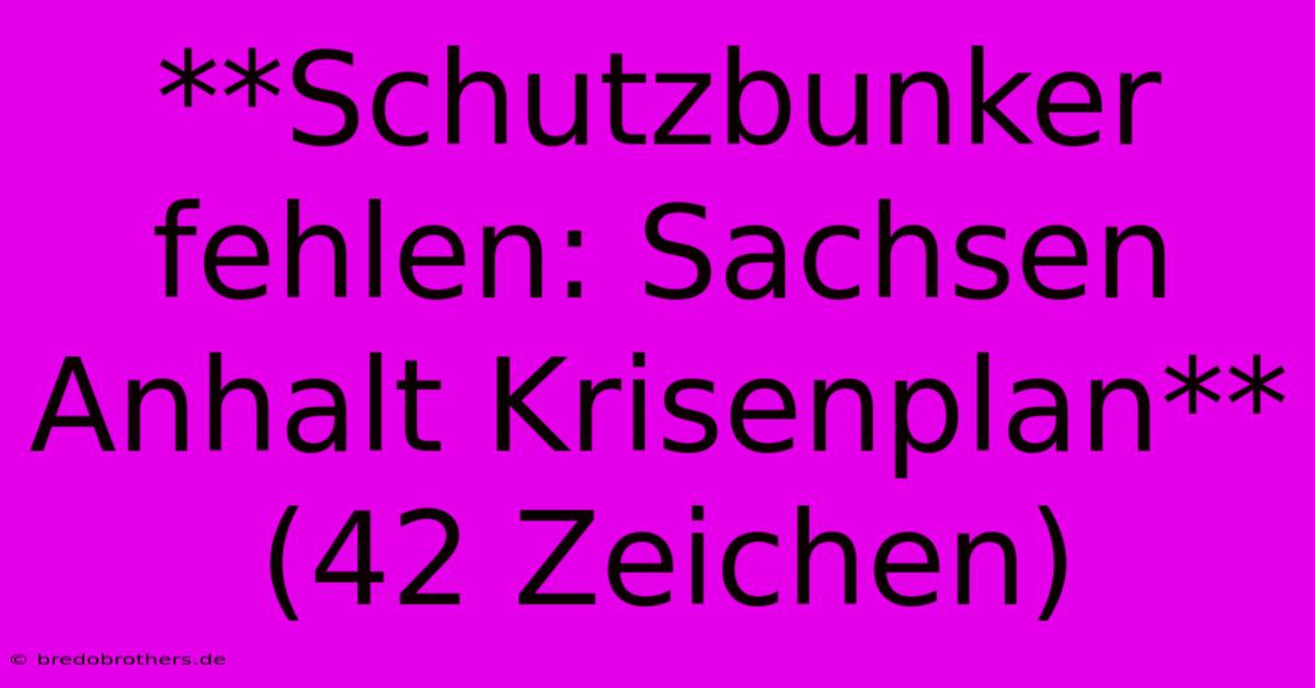 **Schutzbunker Fehlen: Sachsen Anhalt Krisenplan** (42 Zeichen)