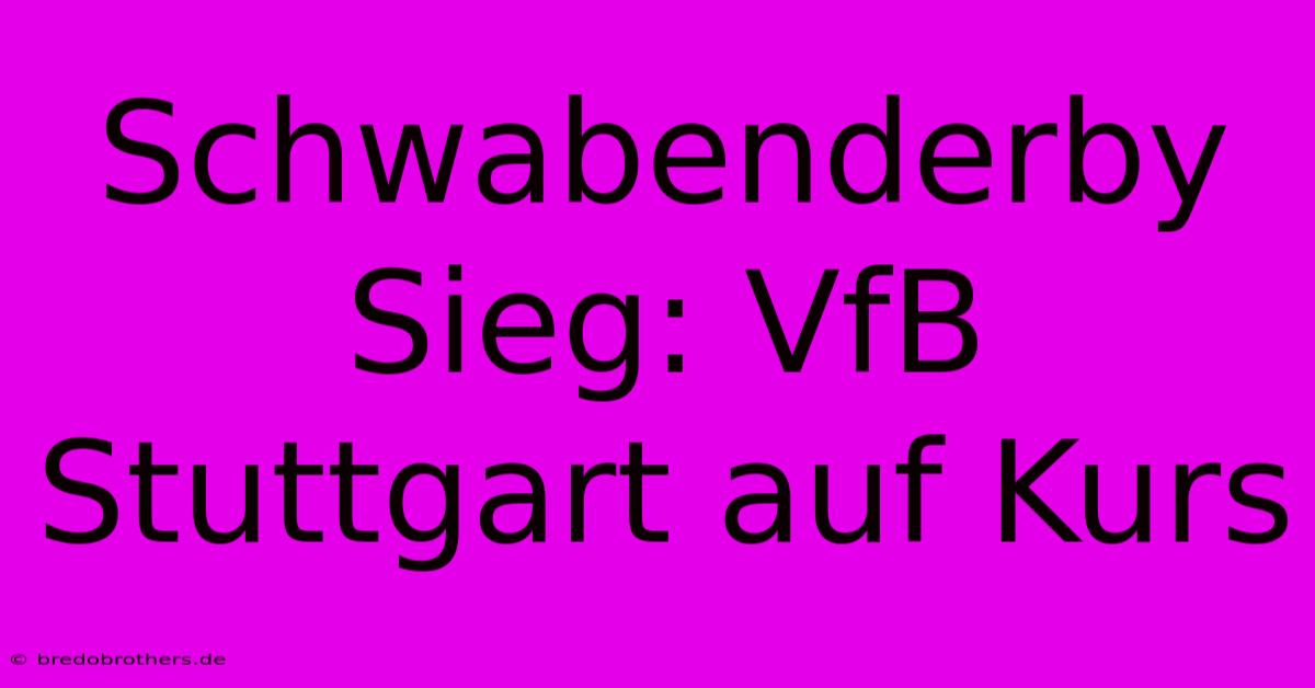 Schwabenderby Sieg: VfB Stuttgart Auf Kurs