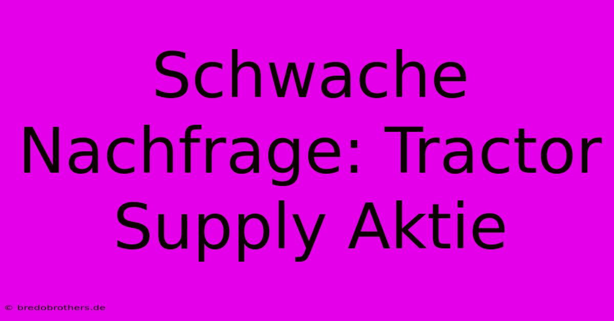 Schwache Nachfrage: Tractor Supply Aktie