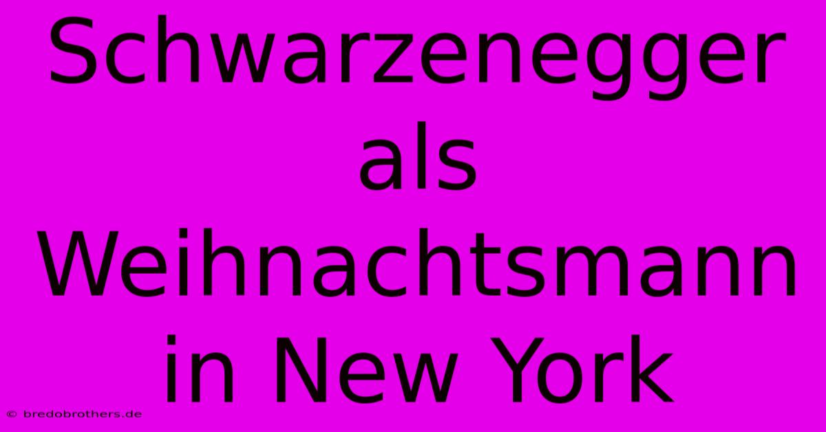 Schwarzenegger Als Weihnachtsmann In New York