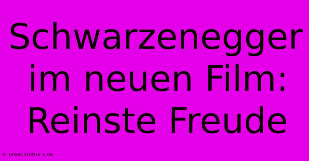 Schwarzenegger Im Neuen Film: Reinste Freude