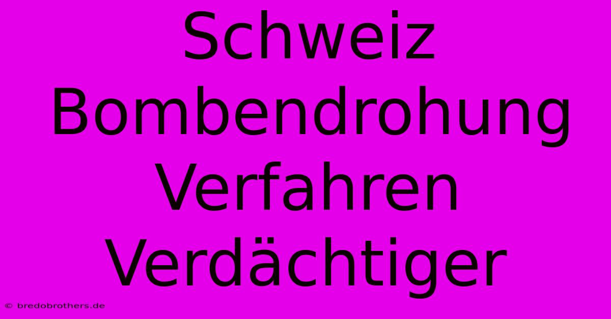 Schweiz Bombendrohung Verfahren Verdächtiger