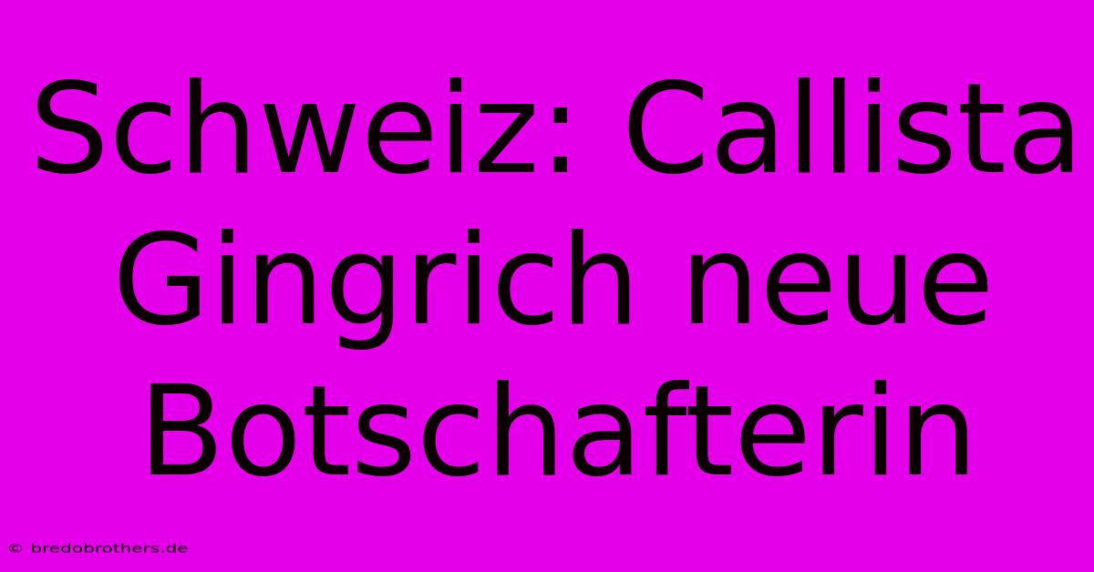 Schweiz: Callista Gingrich Neue Botschafterin